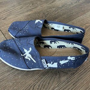 Toms Navy Canvas Classics Custom Disney Peter Pan Shoes Women’s Size 5